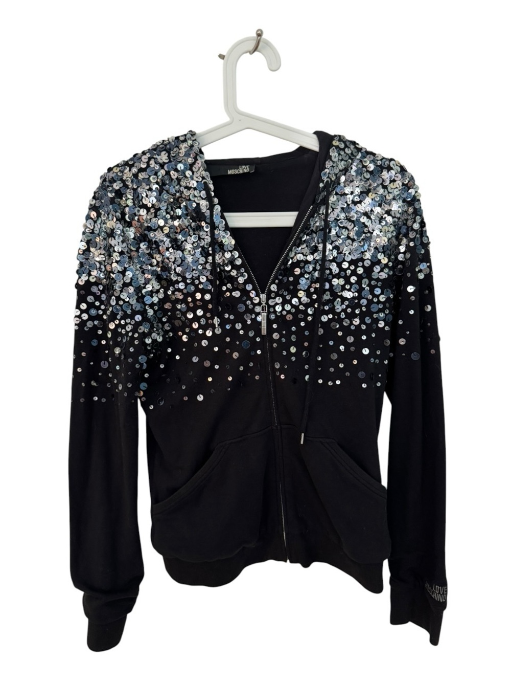 Authentic Vintage Love Moschino Sequin Zip Hoodie | Size US 6